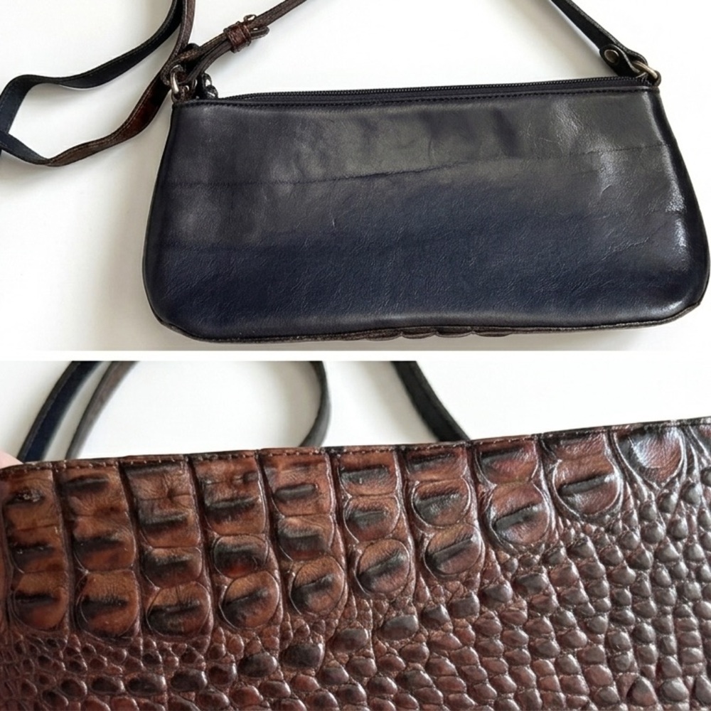 vintage Brahmin black and brown leather shoulder bag